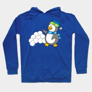 Little Penguin with Snow Balls Waving Hoodie